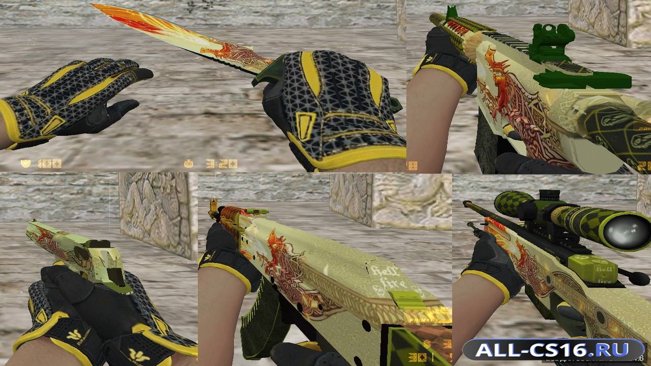 Модель оружия для CS 1.6 - Пак скинов Dragon Lore