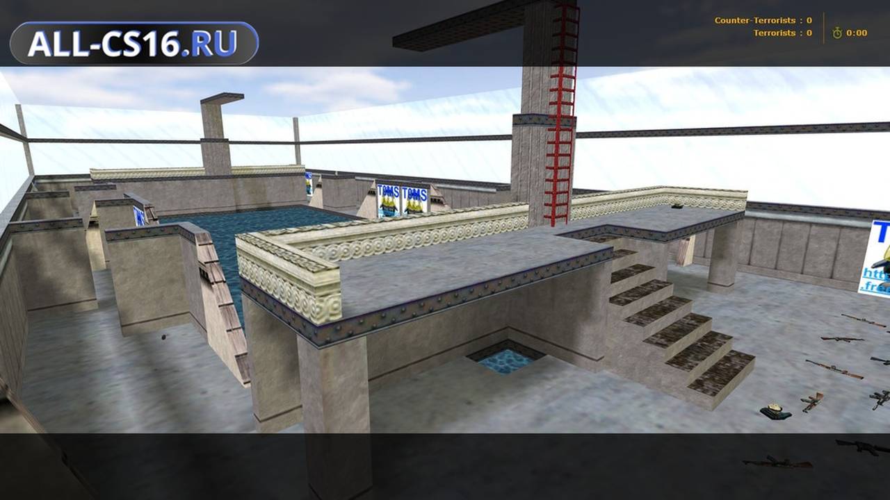 Карта «aim_ak-colt_pool_t0ms» для CS 1.6 для CS 1.6