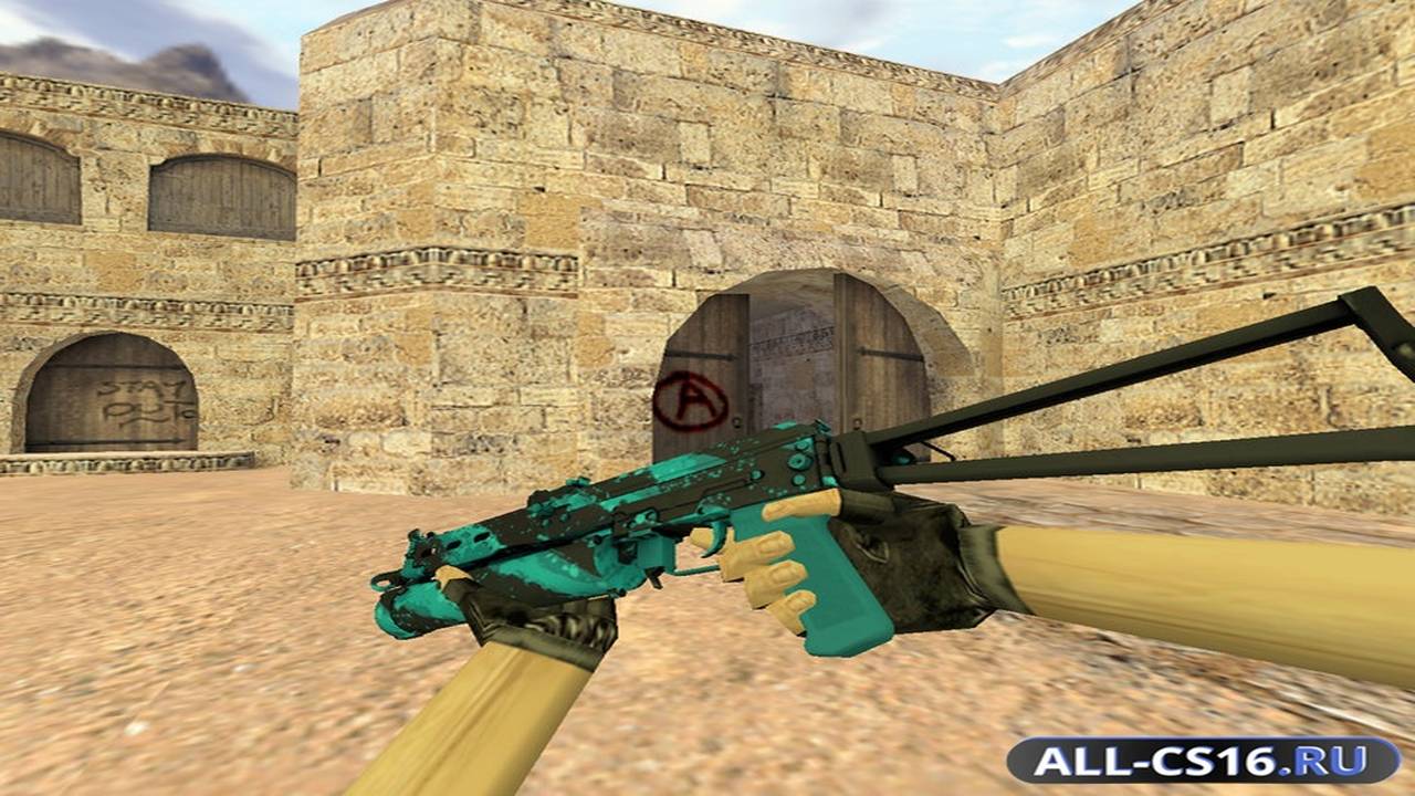 Модель оружия для CS 1.6 - MP5 Бизон Голубая струя