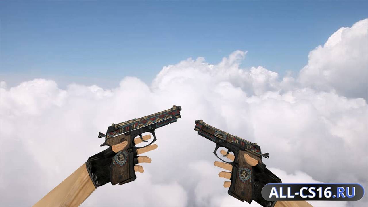 Модель оружия для CS 1.6 - Dual-Elites Dual Berettas Tribal Sky