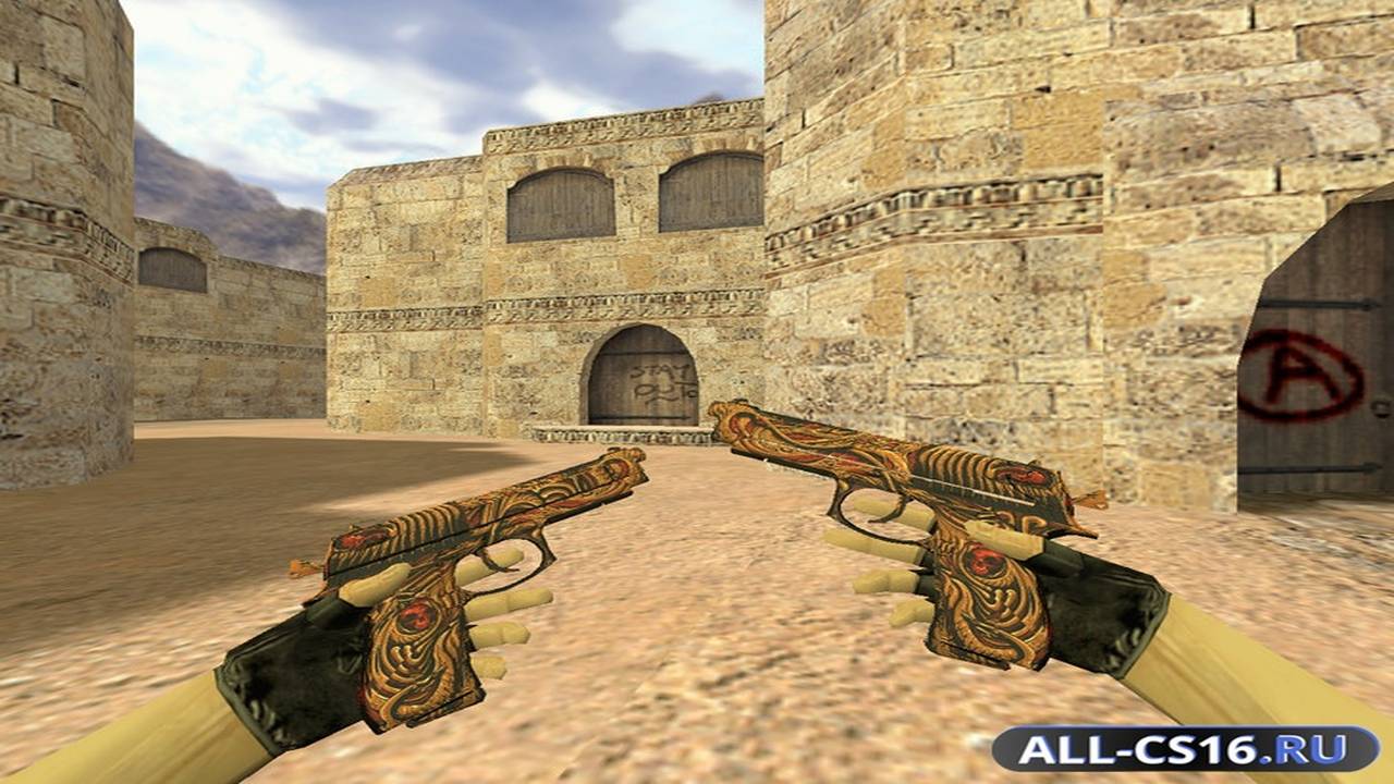 Модель оружия для CS 1.6 - Dual-Elites Dual Elites Узор мертвеца