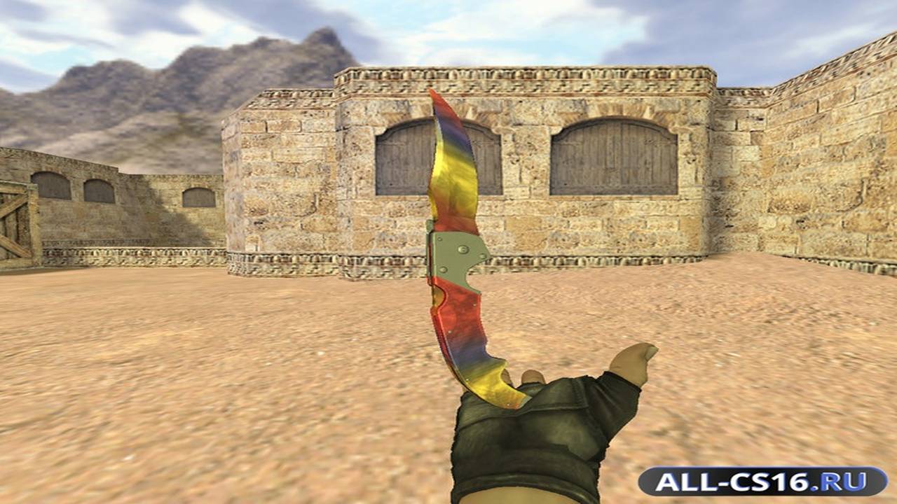 Модель оружия для CS 1.6 - Нож Фальшион Мраморный градиент