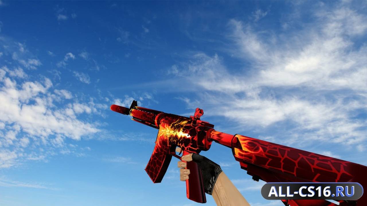 Модель оружия для CS 1.6 - M4A1 M4A4 Burn Out